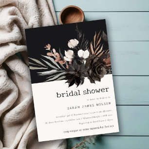 Boho Gothic Rust Black Botanical Bridal Shower Invitation