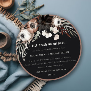 Boho Gothic Rust Black Botanical Couples Shower Invitation