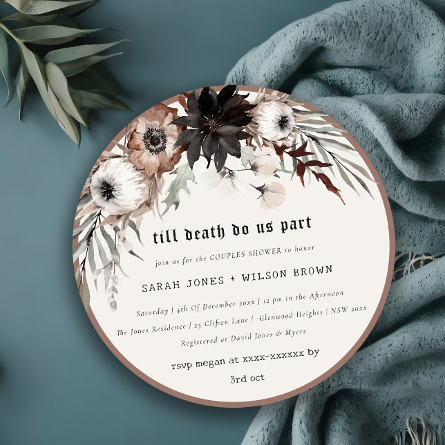 Boho Gothic Rust Black Botanical Couples Shower Invitation (Creator Uploaded)