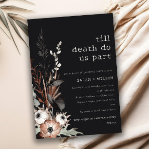 Boho Gothic Rust Black Botanical Engagement  Invitation