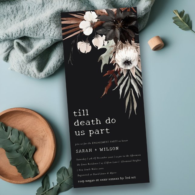 Boho Gothic Rust Black Botanical Engagement Invitation (Creator Uploaded)