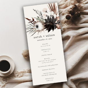 Boho Gothic Rust Black Botanical Wedding Program Invitation