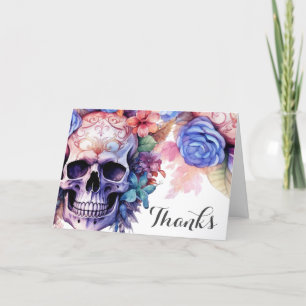 Boho Gothic Skull & Flowers Handfasting Thank You Card
