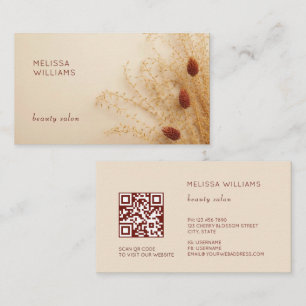 Boho Grass 3D Earthy Tones Floral Business Card
