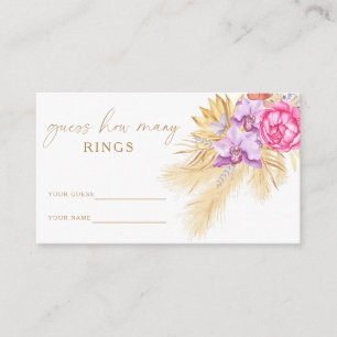 Boho grass - Guess how many rings bridal game Enclosure Card