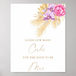 Boho grass - How many corks bridal shower game Poster