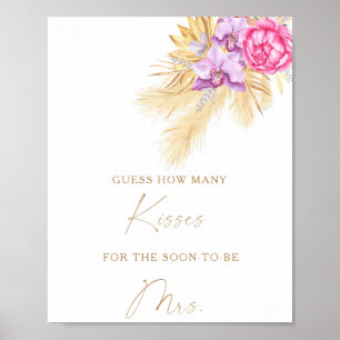 Boho grass - How many kisses bridal shower game Poster