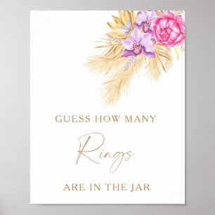 Boho grass - How many rings bridal shower game Poster