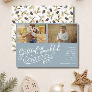 Boho Grateful Thankful Blessed Family Photo