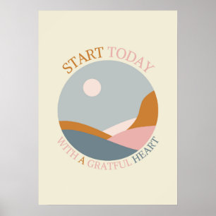 Boho Gratitude Quote – Start Today with a Grateful Poster