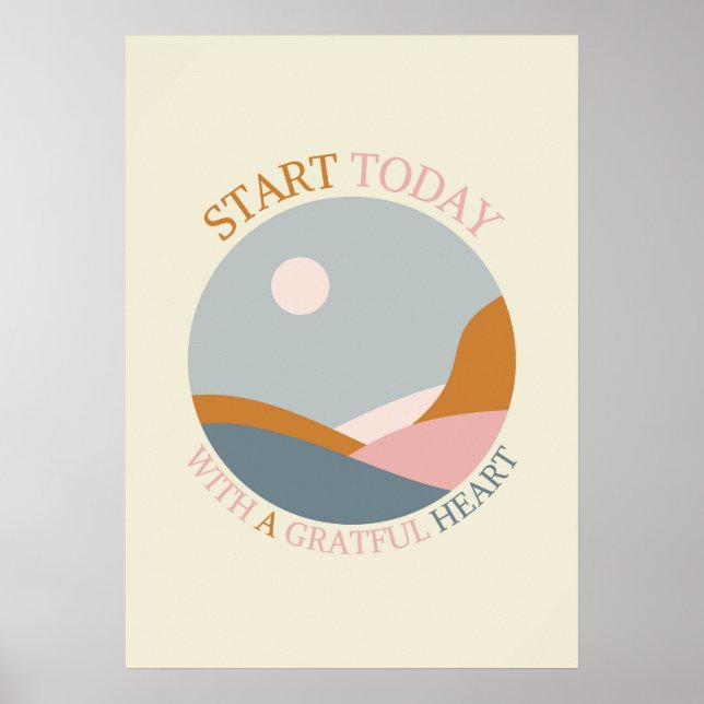 Boho Gratitude Quote – Start Today with a Grateful Poster (Front)