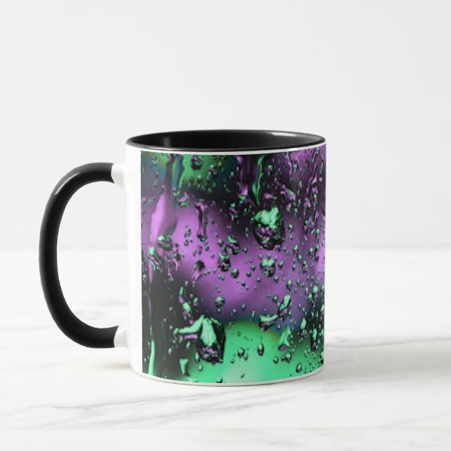 Boho Green and Purple Abstract Modern Art Mug (Left)