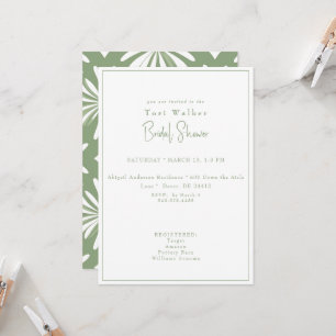 Boho Green and White Bridal Shower Invitation