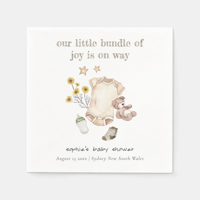 Boho Green Baby Clothes Gender Neutral Baby Shower Napkin (Front)