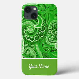 Boho Green Bandanna iPhone 13 Case