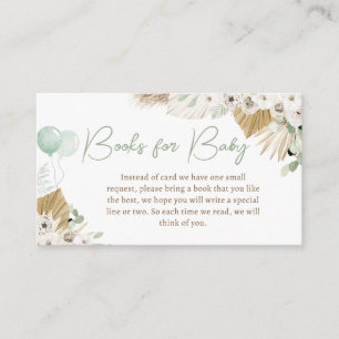 Boho Green Bear Baby Shower Books for Baby Enclosure Card