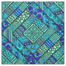 Boho Green blue abstract tribal pattern