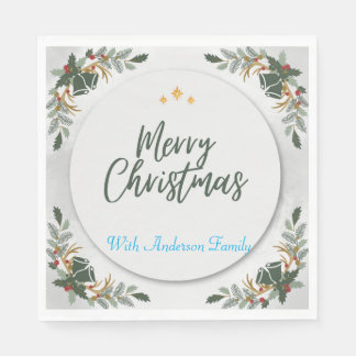 BOHO GREEN CHRISTMAS COCKTAIL PARTY PEROSANLISED NAPKIN