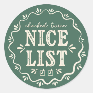 Boho green Christmas Nice List gift sticker
