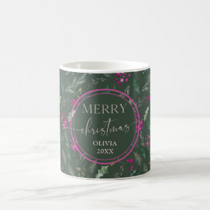 Boho & Green Cute Botanicals Christmas Name Mug
