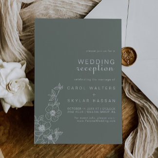 Boho Green Destination Floral Wedding Reception  Invitation