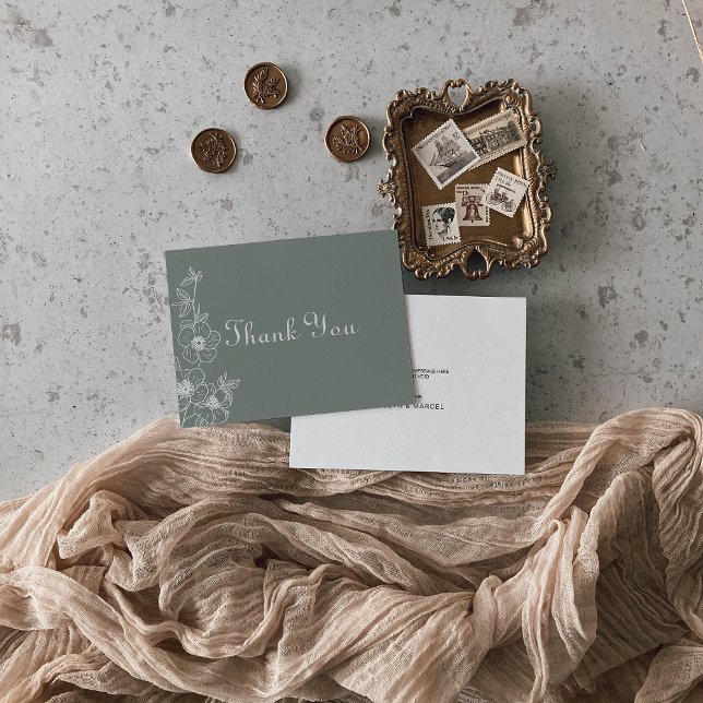 Boho Green Destination Floral Wedding   Thank You Card (Creator Uploaded)
