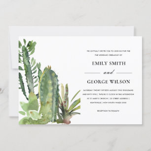 BOHO GREEN FLORAL DESERT CACTI FOLIAGE WEDDING INVITATION
