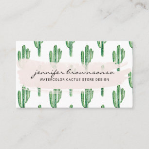Boho Green Flower Cute Cactus Business Card