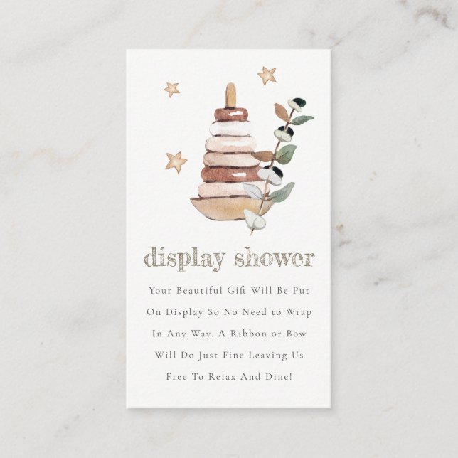 Boho Green Gender Neutral Toys Diaper Baby Shower Enclosure Card (Front)