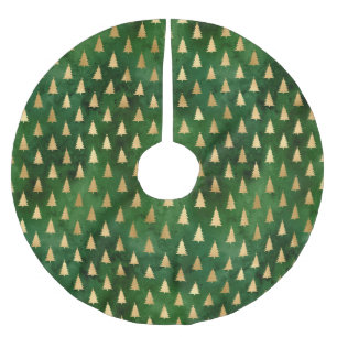 Boho Green Gold Trees Christmas Brushed Polyester Tree Skirt