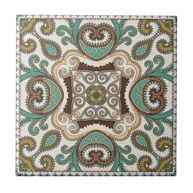 Boho Green Pattern Tile (Front)