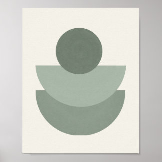Boho Green Sage Mid Century Art Print