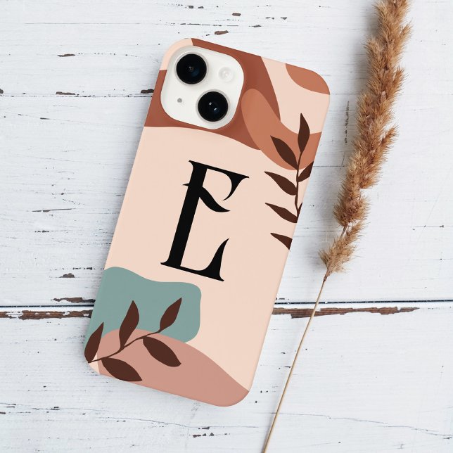Boho Green Terracotta Monogram iPhone Case (Creator Uploaded)