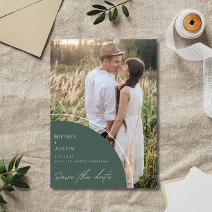 Boho Green Two Photo Wedding Save The Date