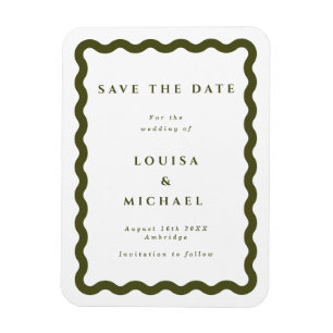 Boho Green Wavy Frame Wedding Save the Date Magnet