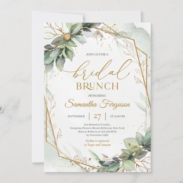 Boho greenery eucalyptus foliage Bridal brunch Invitation (Front)