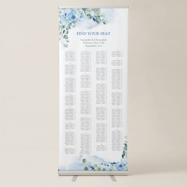 Boho greenery eucalyptus foliage gold seating retractable banner (Front)