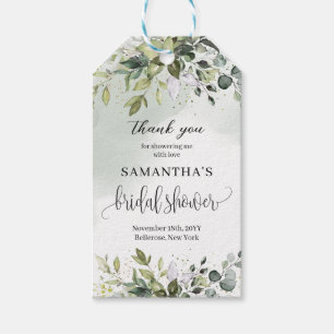 Boho greenery eucalyptus foliage wreath gold gift tags