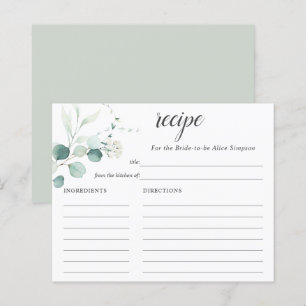 Boho Greenery Eucalyptus Recipe Bridal Shower