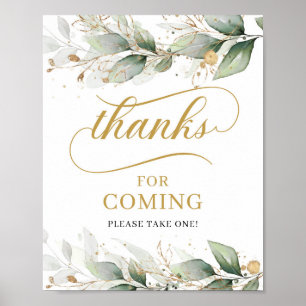 Boho greenery eucalyptus thanks for coming sign