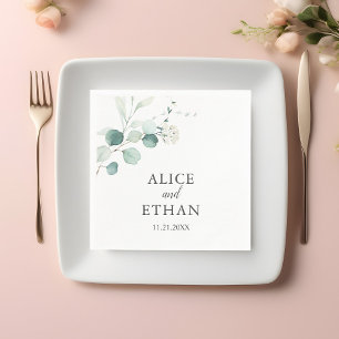 Boho Greenery Eucalyptus Wedding Napkin