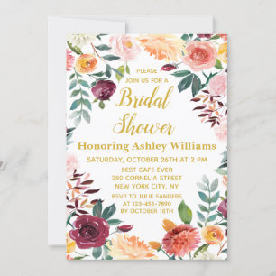 Boho Greenery Fall in Love Floral Bridal Shower  Invitation