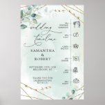 Boho Greenery Faux Gold Frame Wedding Timeline Poster<br><div class="desc">Boho Greenery Faux Gold Frame Wedding Timeline SIgn Poster,  Contact me for matching items or for customisation,  Blush Roses ©</div>