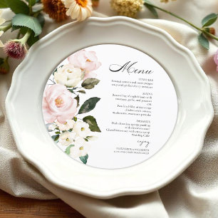 Boho Greenery Floral Wedding Menu Card