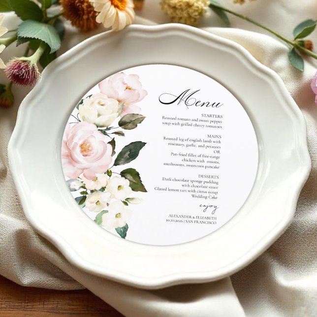 Boho Greenery Floral Wedding Menu Card (Creator Uploaded)