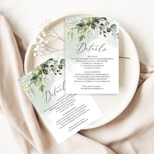 Boho greenery folaige leaves gold wedding details enclosure card