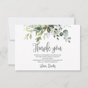Boho greenery foliage eucalyptus bridal shower thank you card