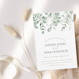 Boho Greenery Foliage Eucalyptus Wedding Invitation