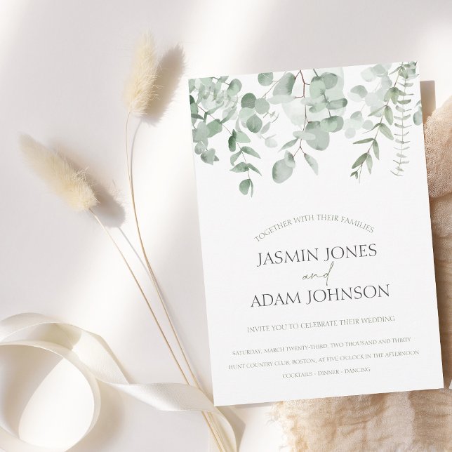 Boho Greenery Foliage Eucalyptus Wedding Invitation (Creator Uploaded)