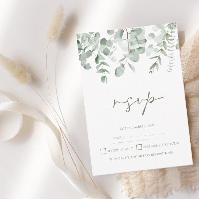 Boho Greenery Foliage Eucalyptus Wedding RSVP (Creator Uploaded)